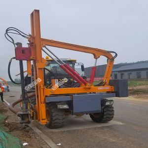 濟寧91网站鏟車式護（hù）欄鑽孔機濟南施工現場