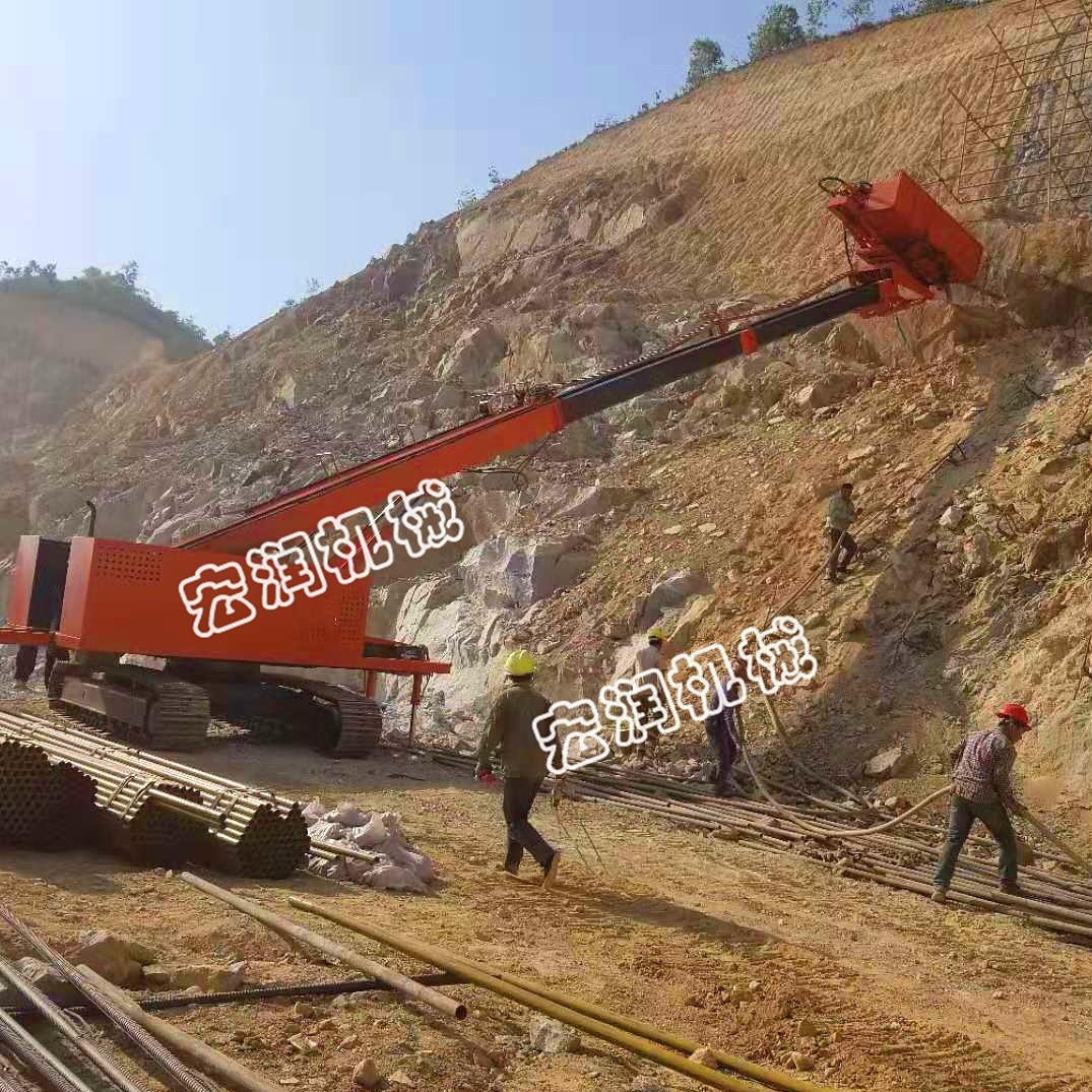 高邊坡基（jī）坑支護錨（máo）固鑽機發貨貴州 宏（hóng）潤機械